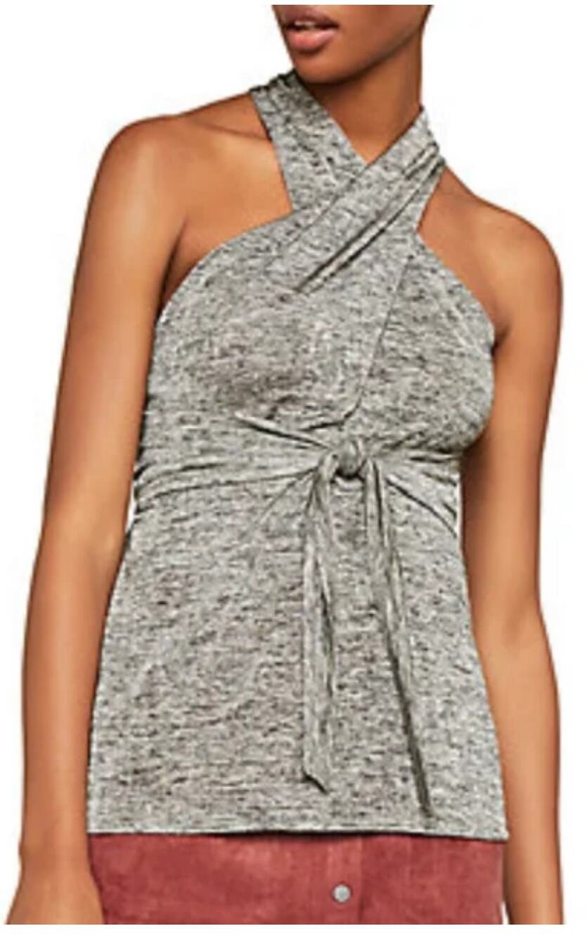 BCBGMAXAZRIA Tie Front Knit Sleeveless Halter Top S